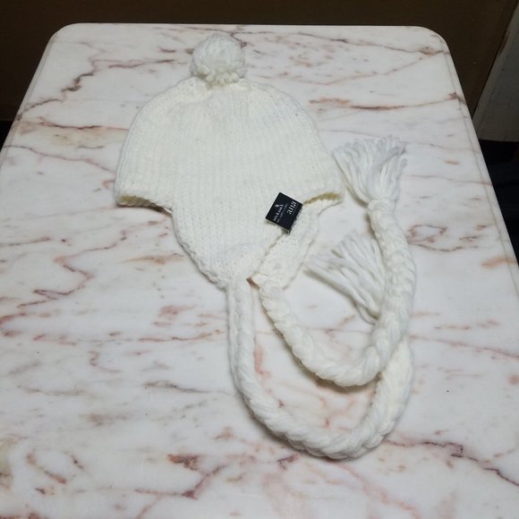 a.n.a A New Approach Ivory Knit Hat with Braids - Picture 1 of 3